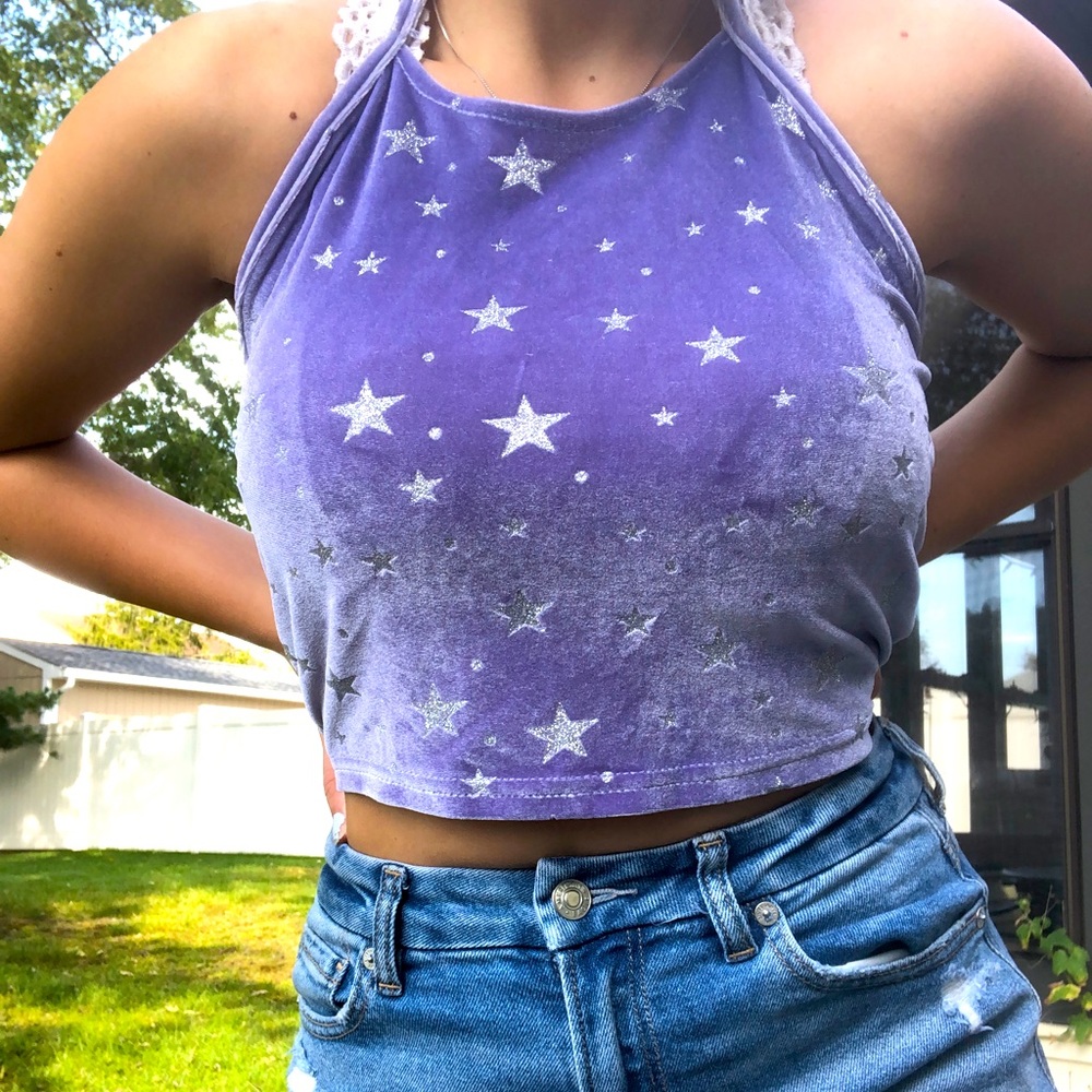 Size M Starry Velvet Halter Top